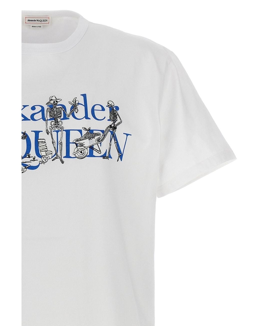 McQueen White Logo Printed Crewneck T Shirt for men