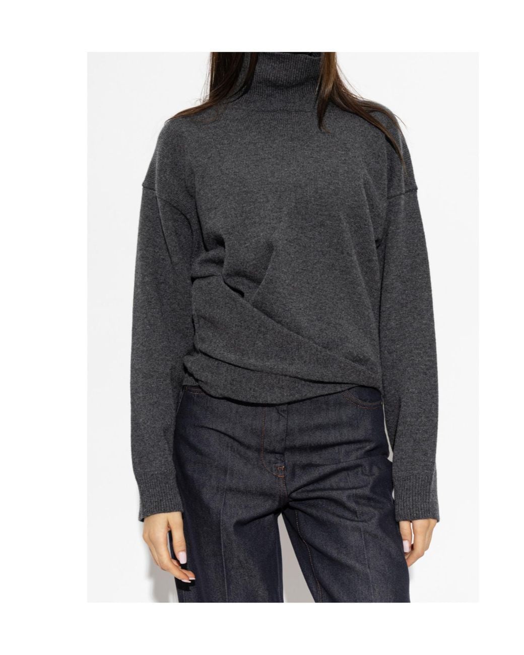 Rohe Gray Draped Turtleneck Knitted Sweater