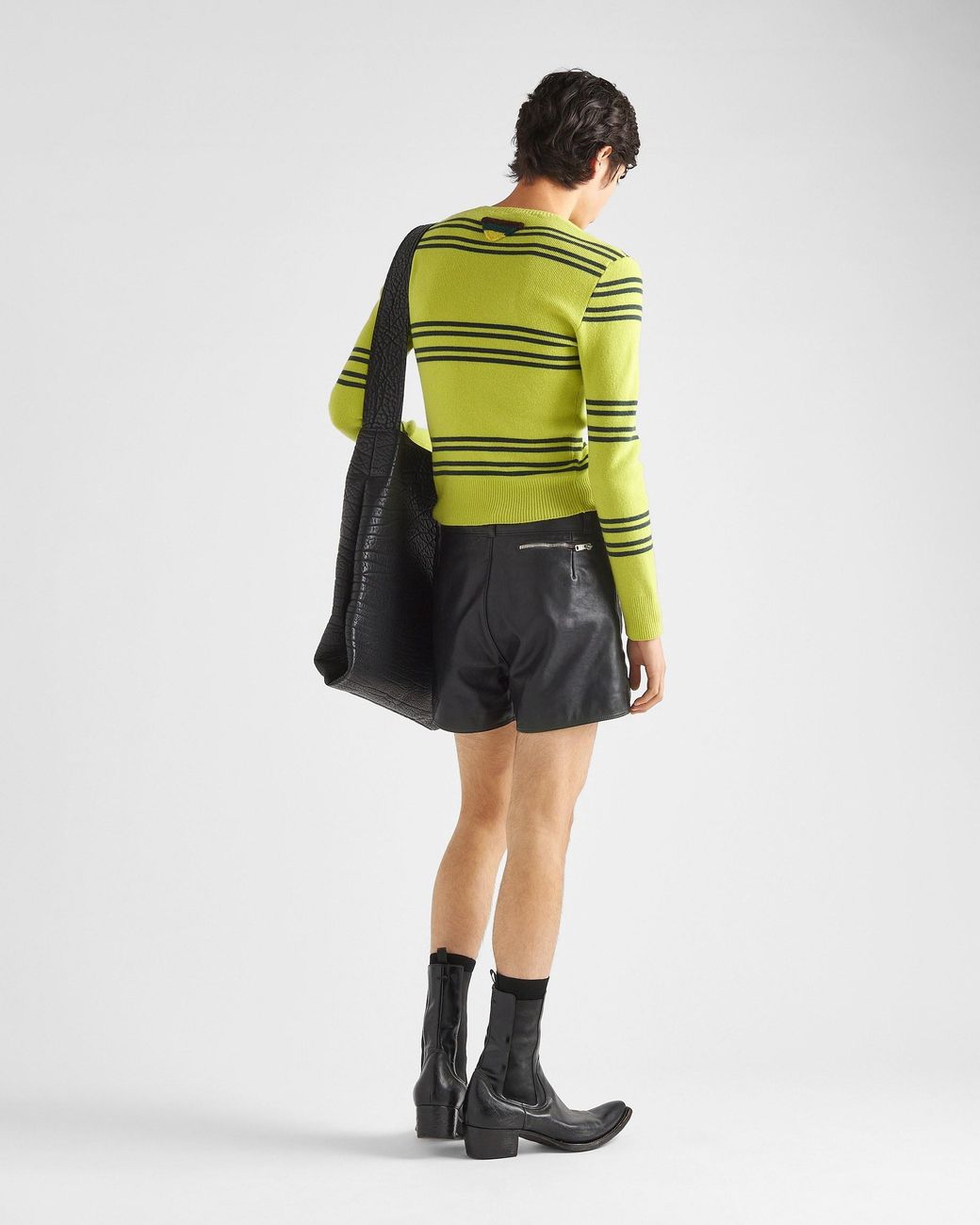 Prada Green Lambswool Crew-Neck Sweater for men