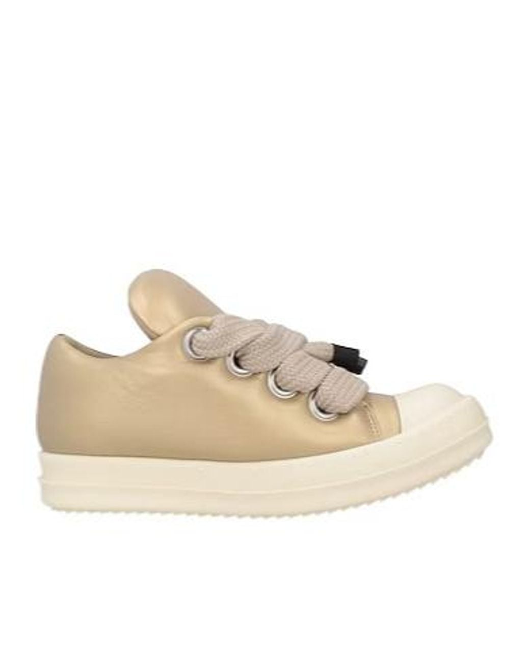 Rick Owens Natural Metallic Low-Top Leather Shoes