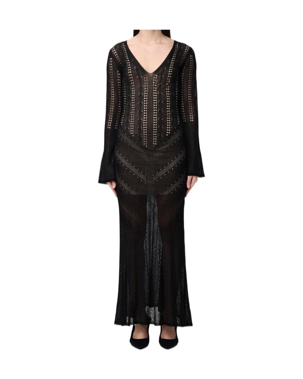 Twinset Black Lurex-Detail Maxi Dress