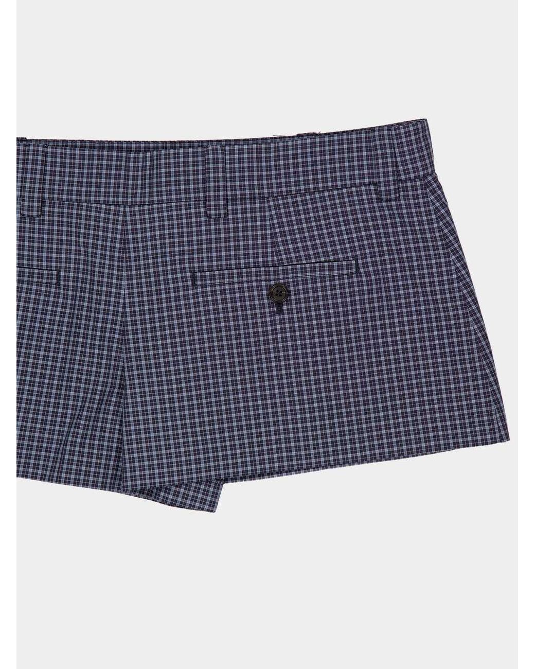 Miu Miu Blue Check-Pattern Skorts
