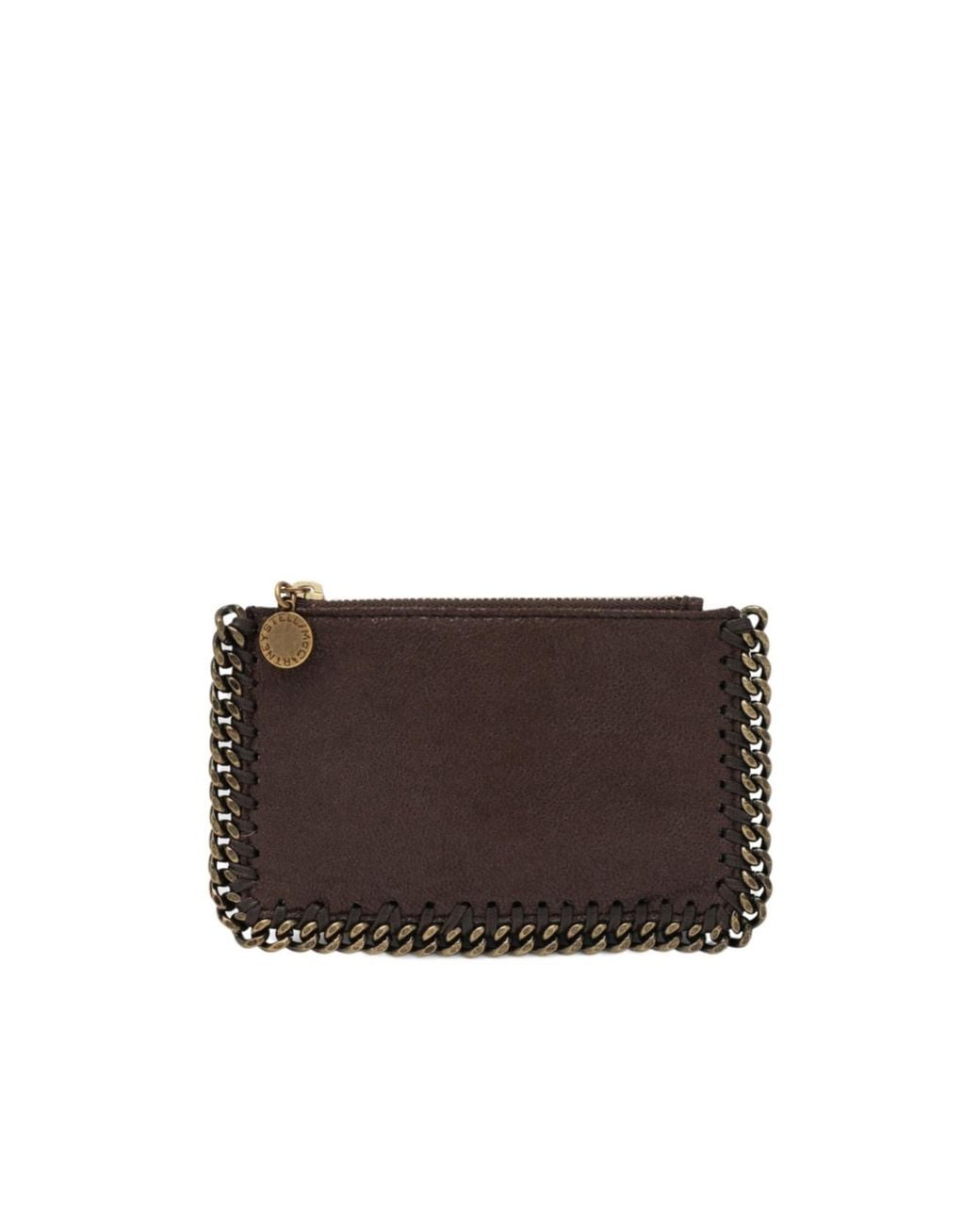 Stella McCartney Brown Falabella Chain Zip Card Holder