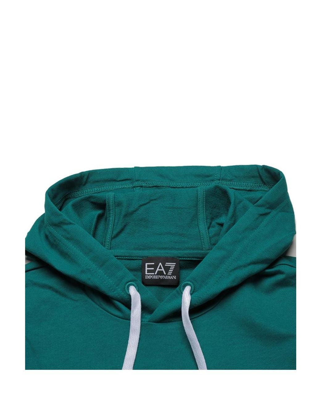 EA7 Green Logo Pattern Hoodie for men