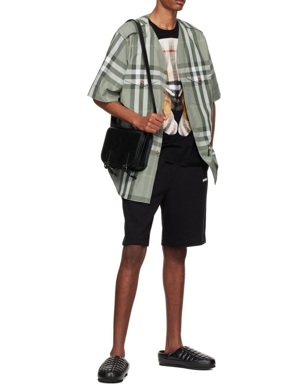 Burberry Black Logo Print Elasticated-Waist Shorts for men