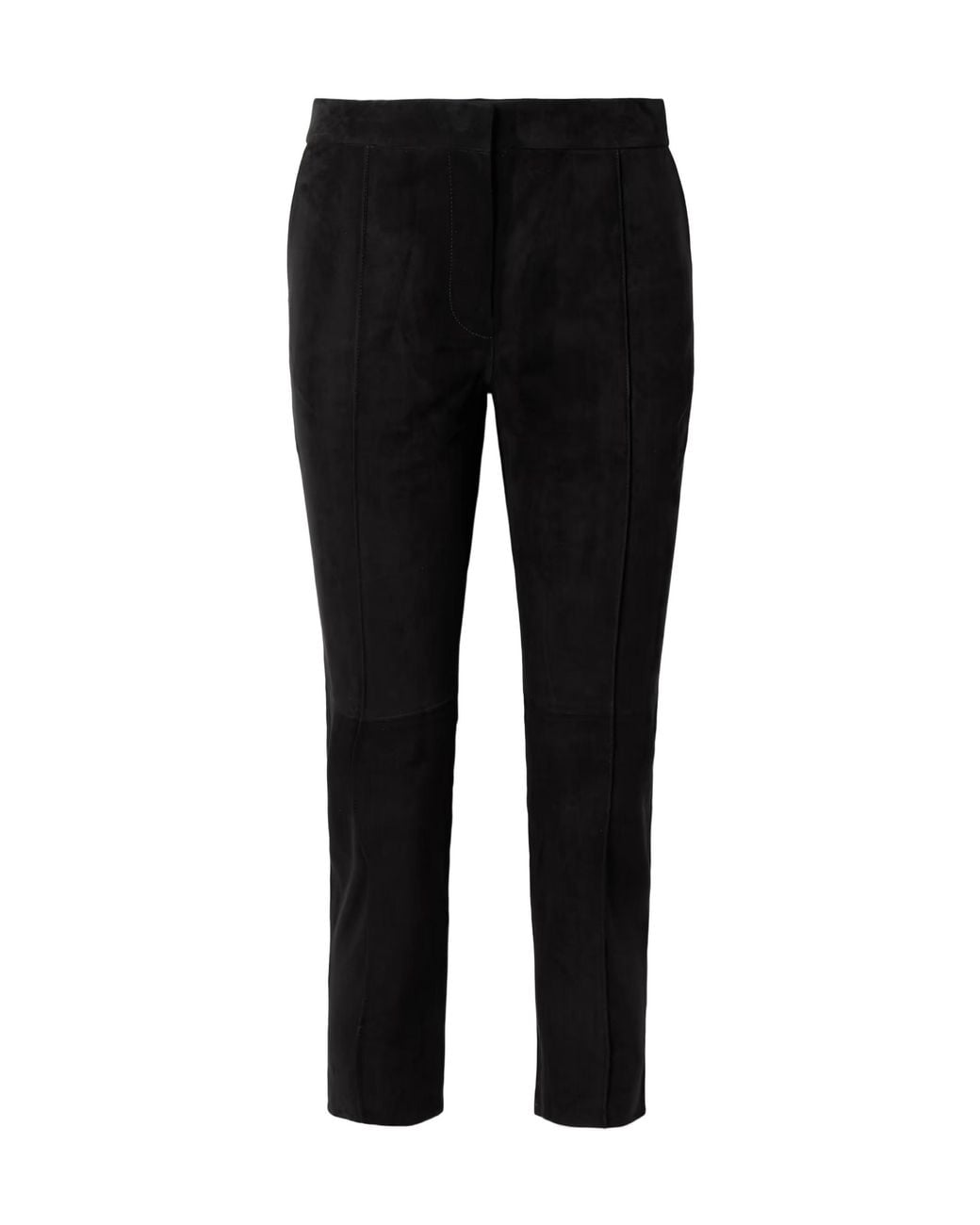 Alex Perry Black Cropped Slim-Leg Suede Pants