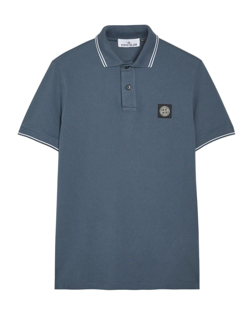 Stone Island Blue Cotton Slim-Fit Short-Sleeve Polo for men
