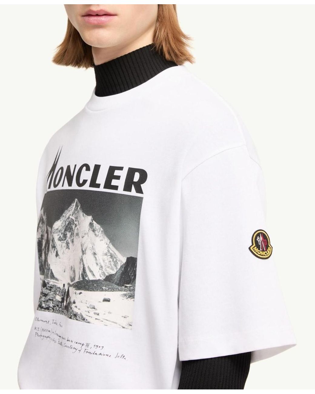 Moncler White K2 Print Short Sleeve Cotton Jersey T-Shirt for men