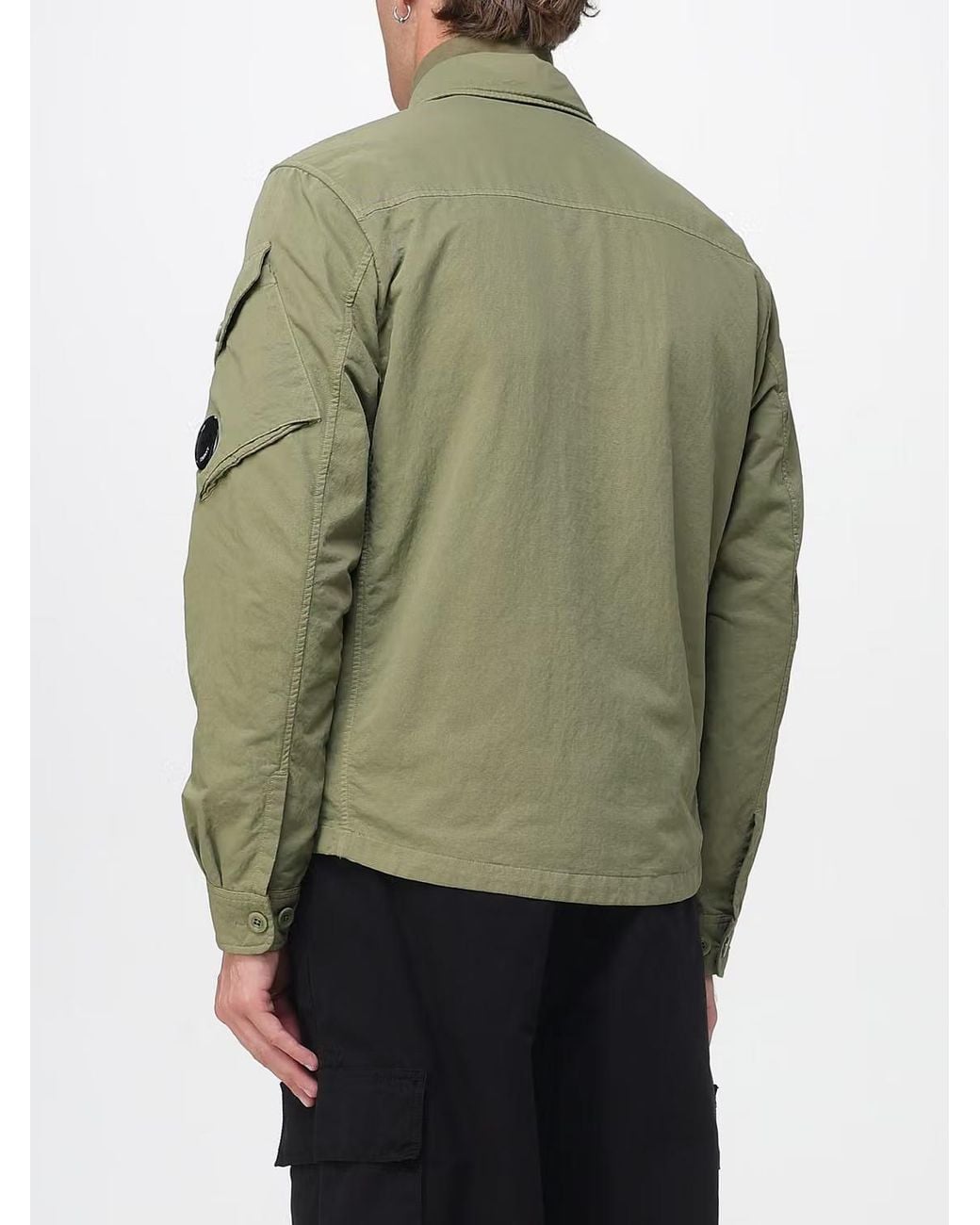 C P Company Green Long-Sleeved Jacket With A Collar for men