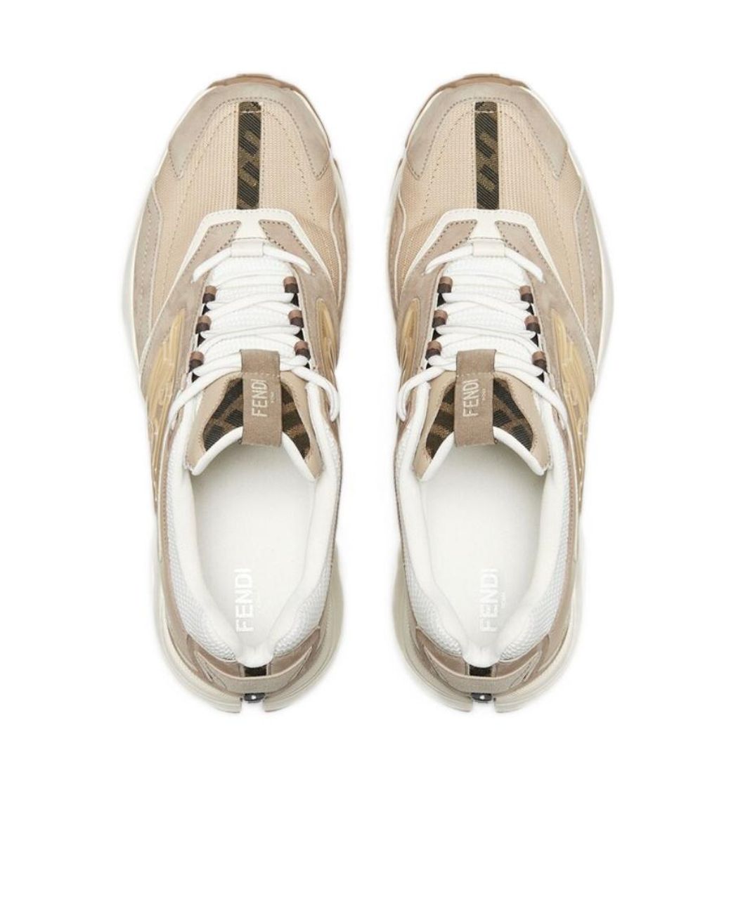 Fendi Natural Faster Ff-Embossed Detailed Low-Top Sneakers for men