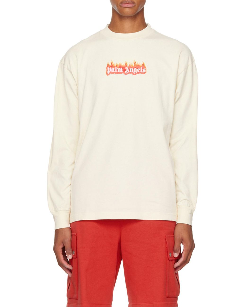 Palm Angels White Logo-Print Crew Neck Sweatshirt for men