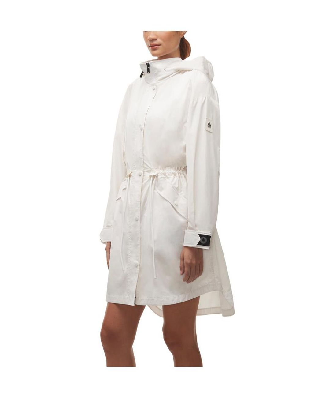 Moose Knuckles White Drawstring Waist Windbreaker