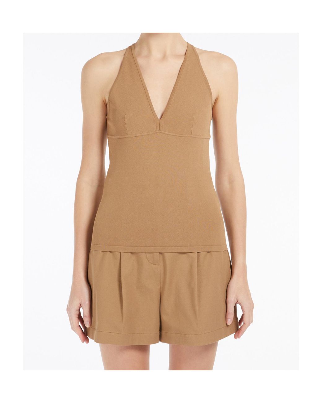 Max Mara Natural Armida1234 V-Neck Sleeveless Top