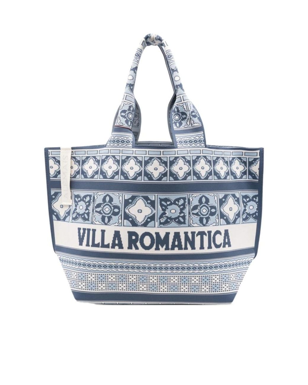 ALÉMAIS Blue Villa Romantica Patterned Tote Bag