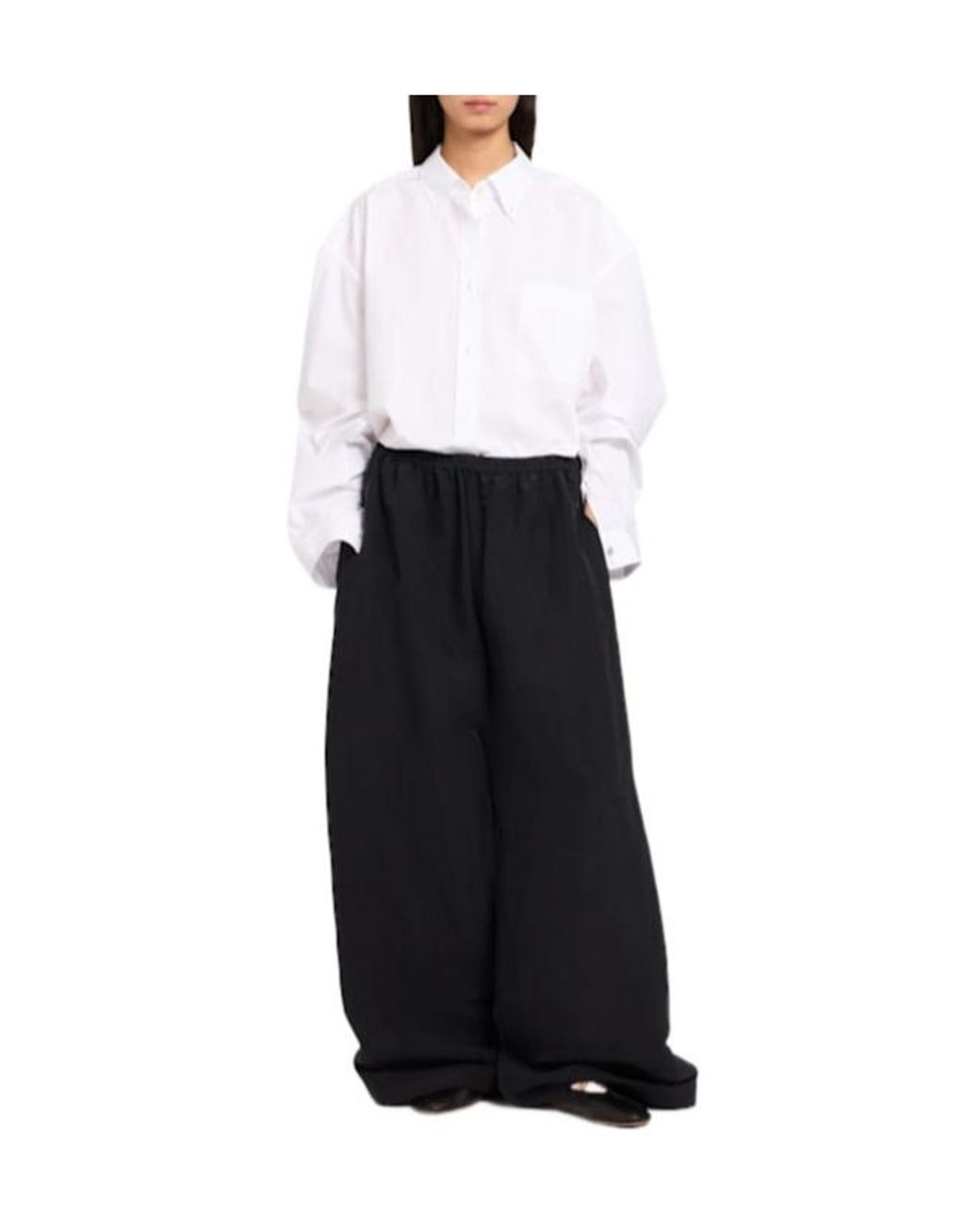 The Row Black Extra Wide Silk Pants