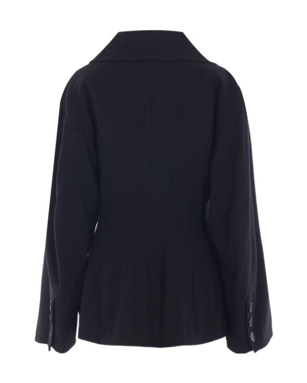 Yohji Yamamoto Blue Double-Breasted Long-Sleeved Coat