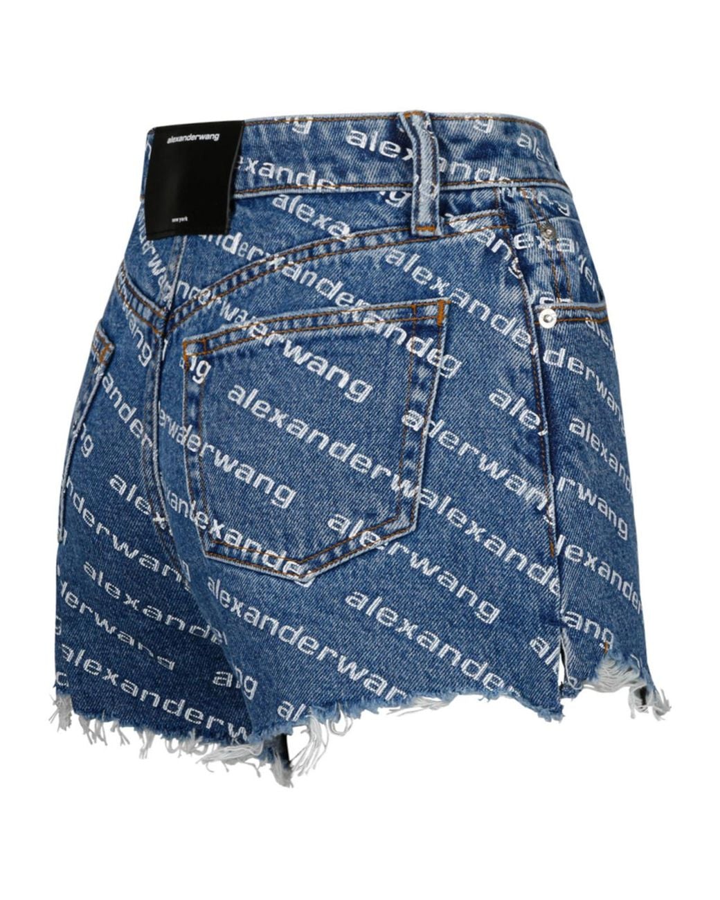 Alexander Wang Blue Logo Monogrammed Denim Shorts