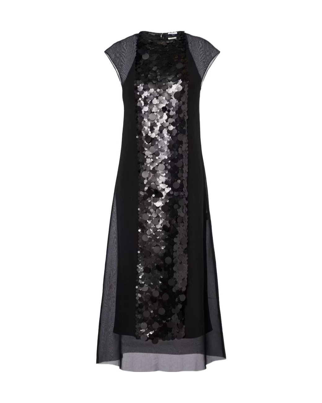 Joseph Black Shimmering Chiffon Midi Dress