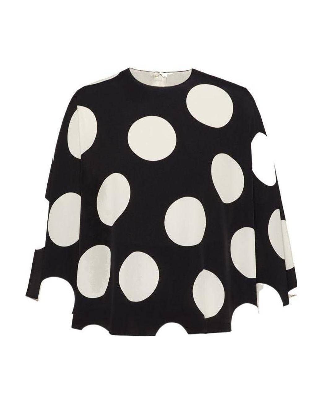 Valentino Black Polka Dot Print Cape-Style Blouse
