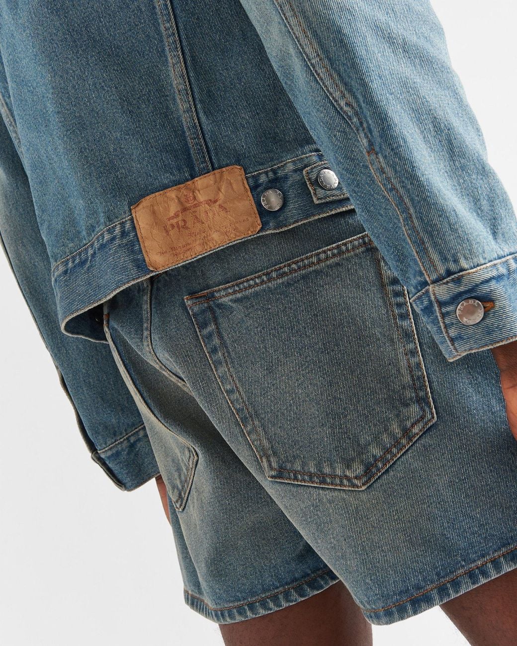 Prada Blue Long-Sleeved Denim Jacket for men