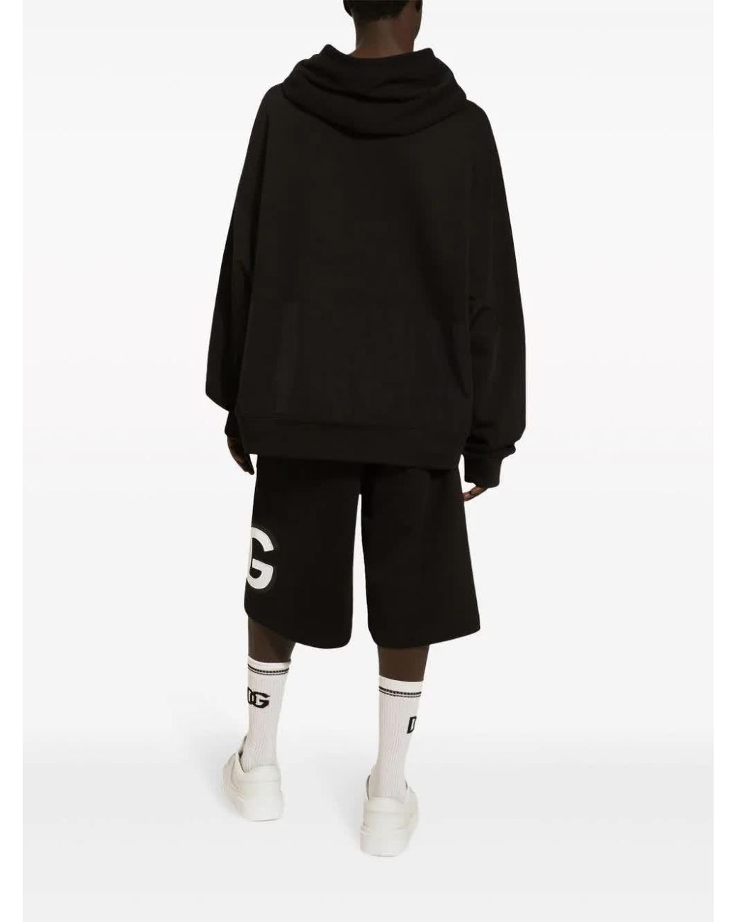 Dolce & Gabbana Black Logo Patch Drawstring Shorts for men