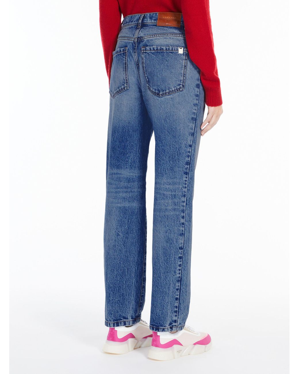 Weekend by Maxmara Blue Contrast-Stitch Straight Jeans