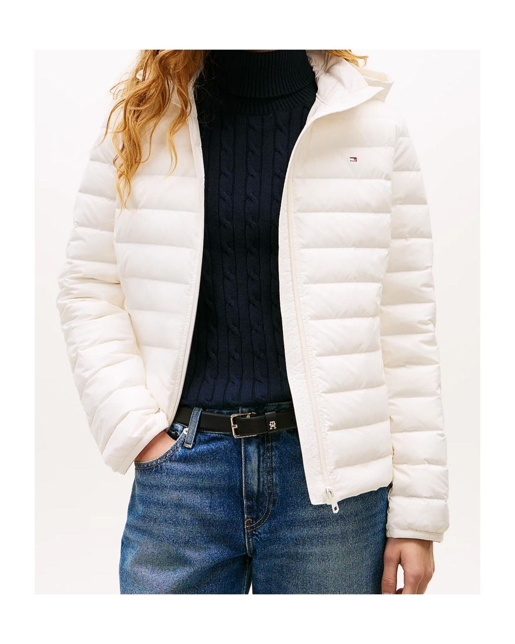 Tommy Hilfiger White Long-Sleeved Down Jacket