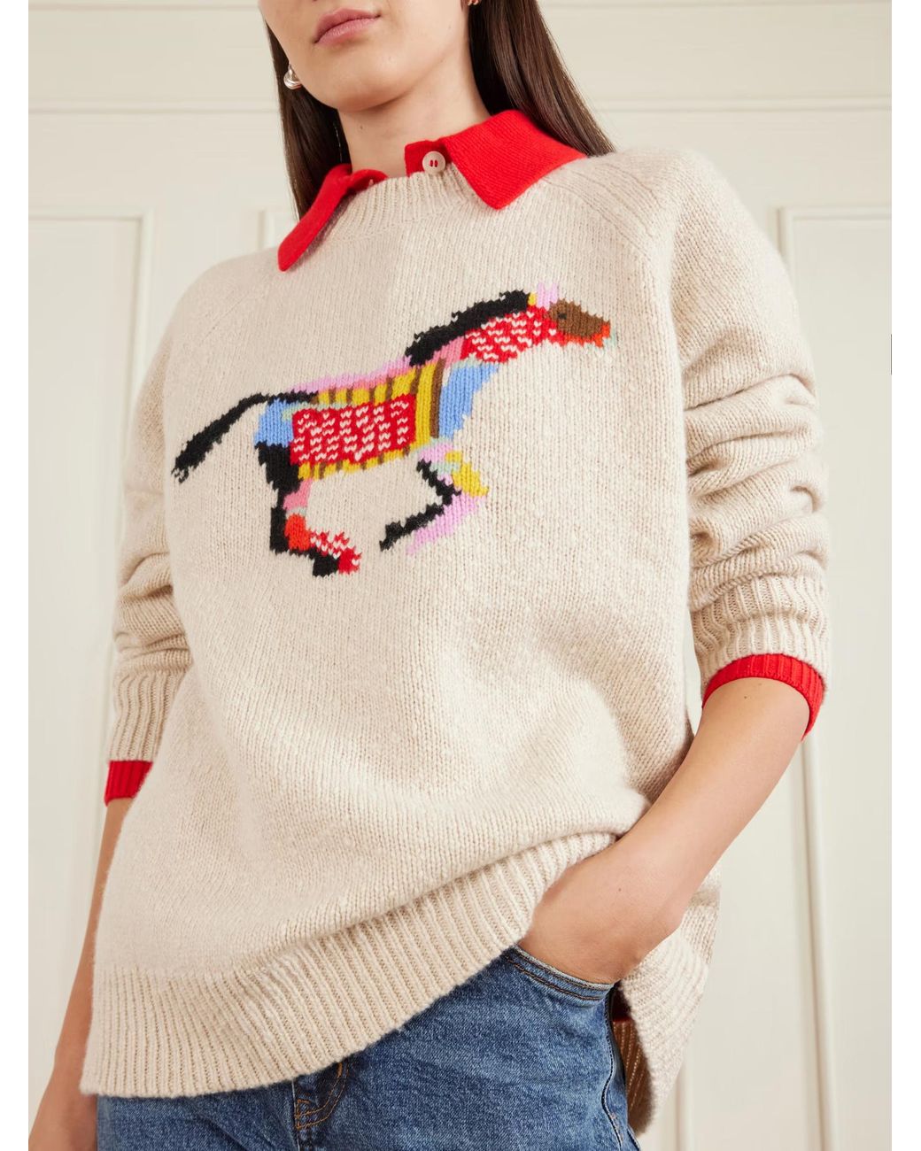 The Elder Statesman White Glacier Horse Sweater