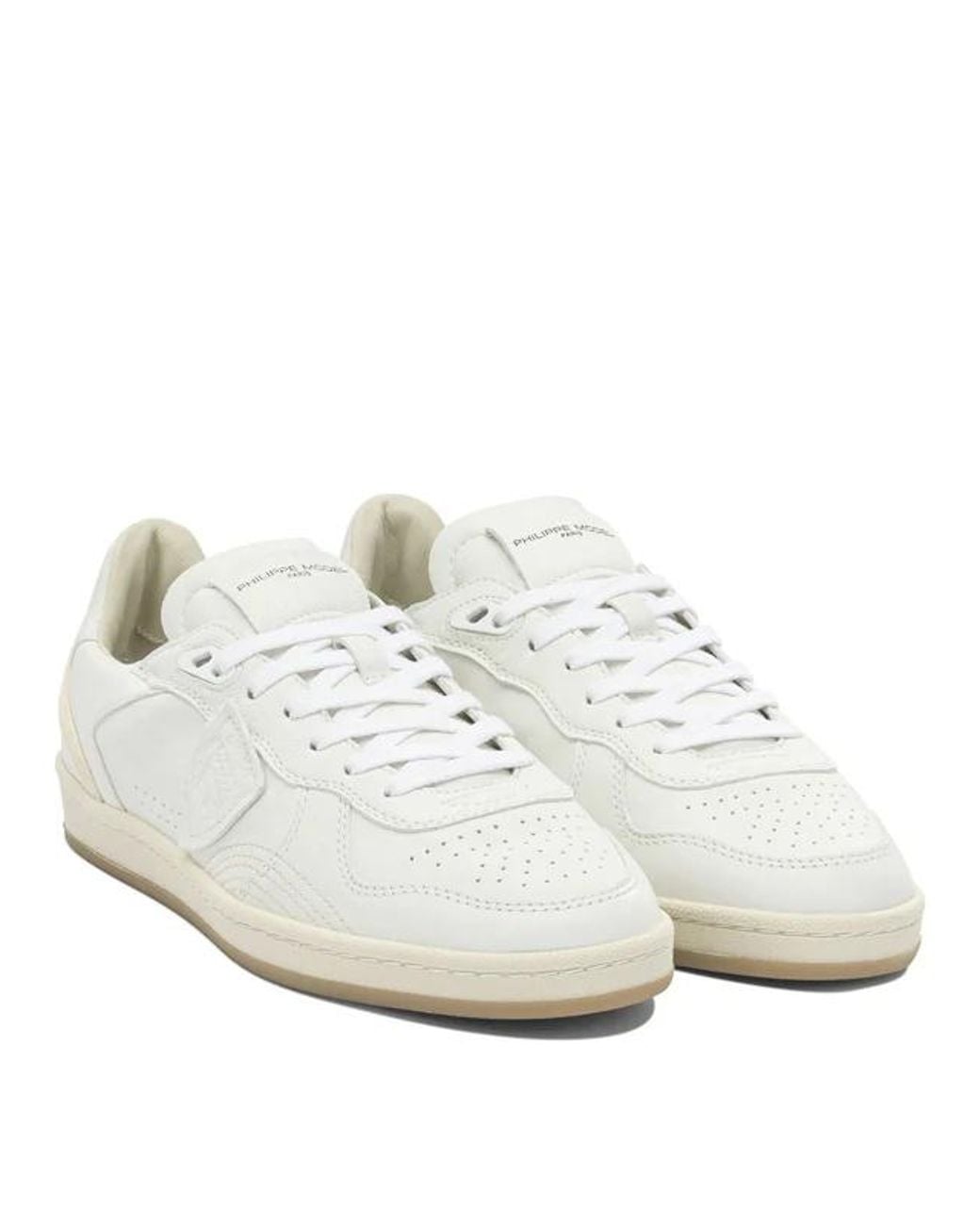 Philippe Model White Leather Sneakers With Light Sole for men