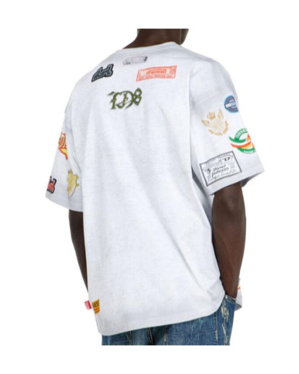 DIESEL White T-Boxt Aa 6 Patch Print T-Shirt for men