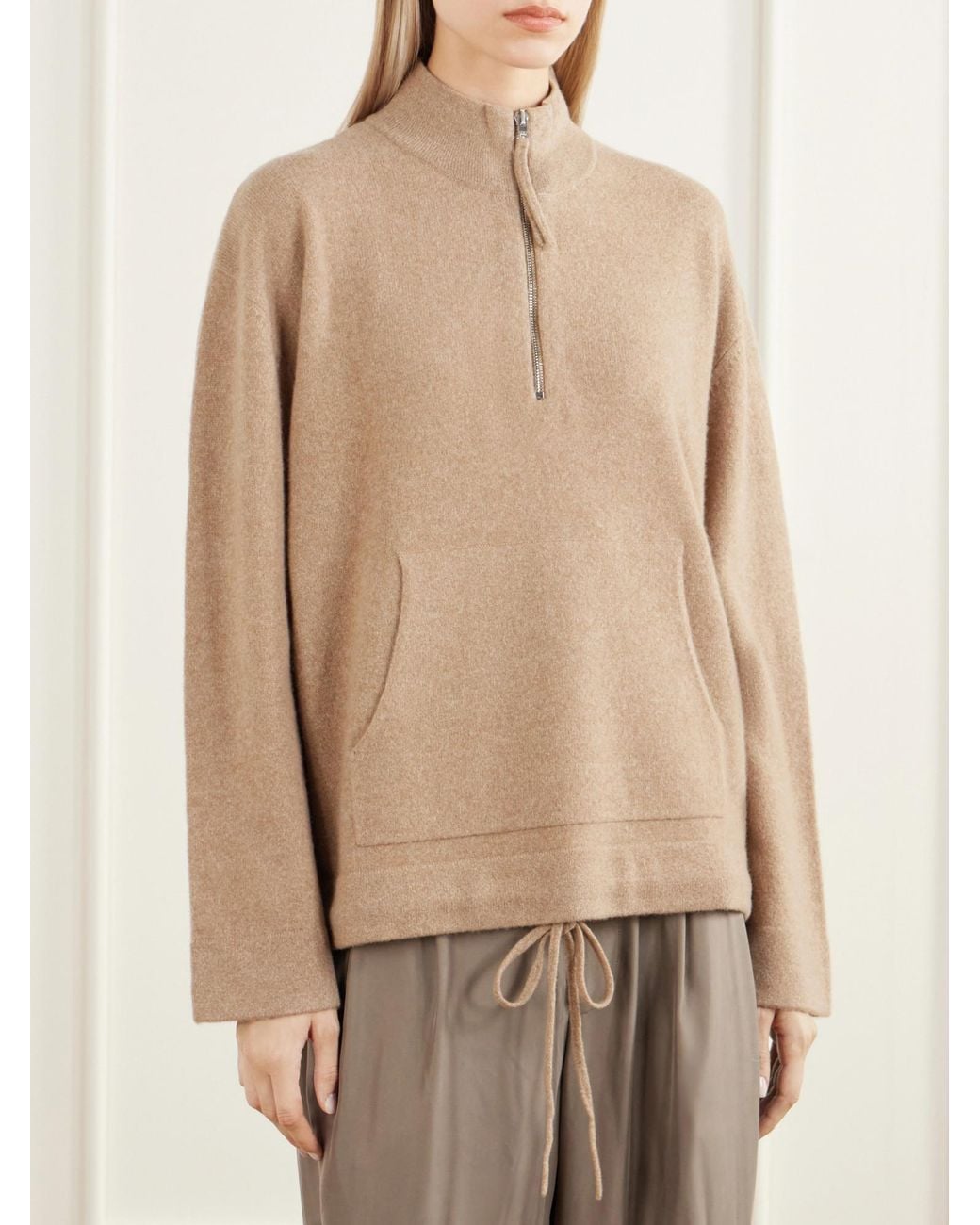 Leset Natural Jesse Drawstring Wool Half-Zip Sweatshirt