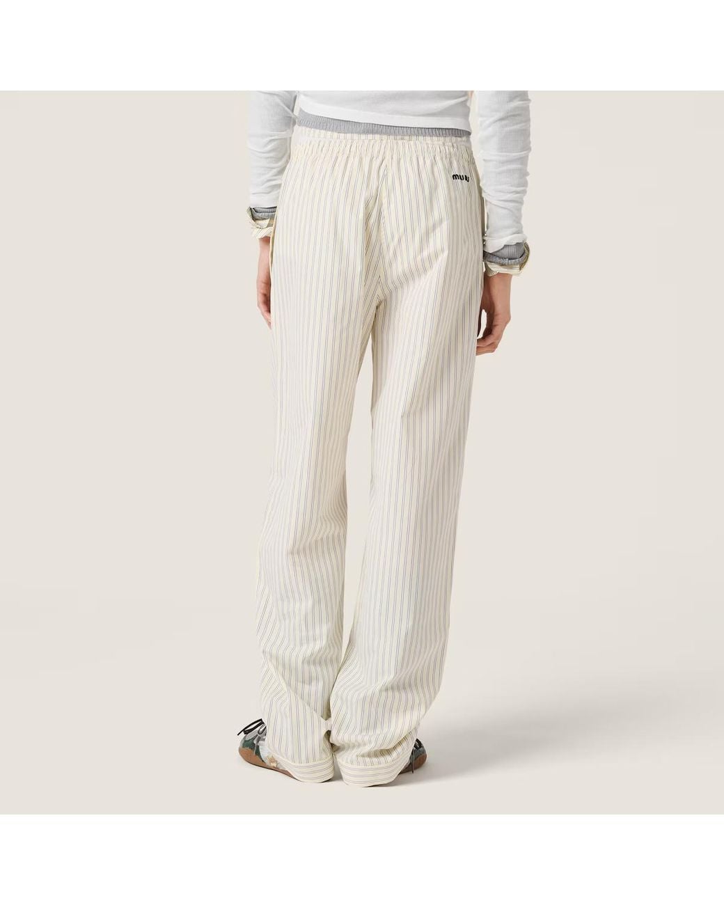 Miu Miu White Striped Straight Leg Pants