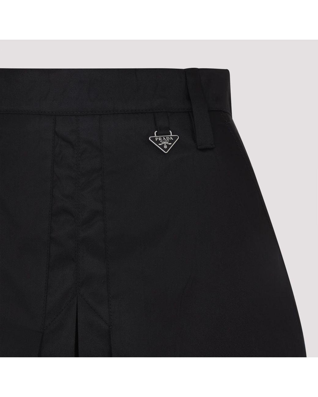 Prada Black Triangle-Logo Pleated Mini Skirt