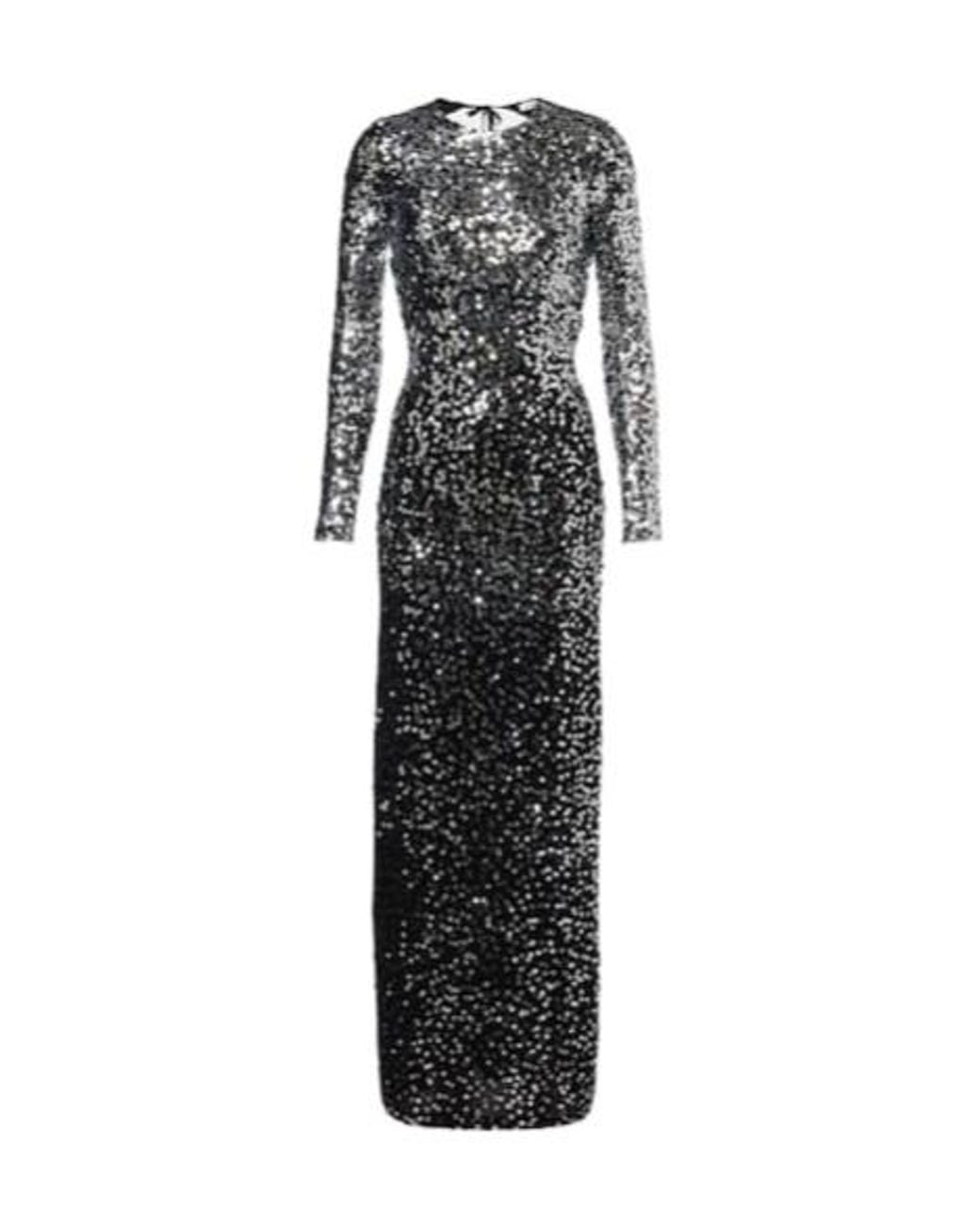 Rabanne Black Sequined Open-Back Jersey Gown