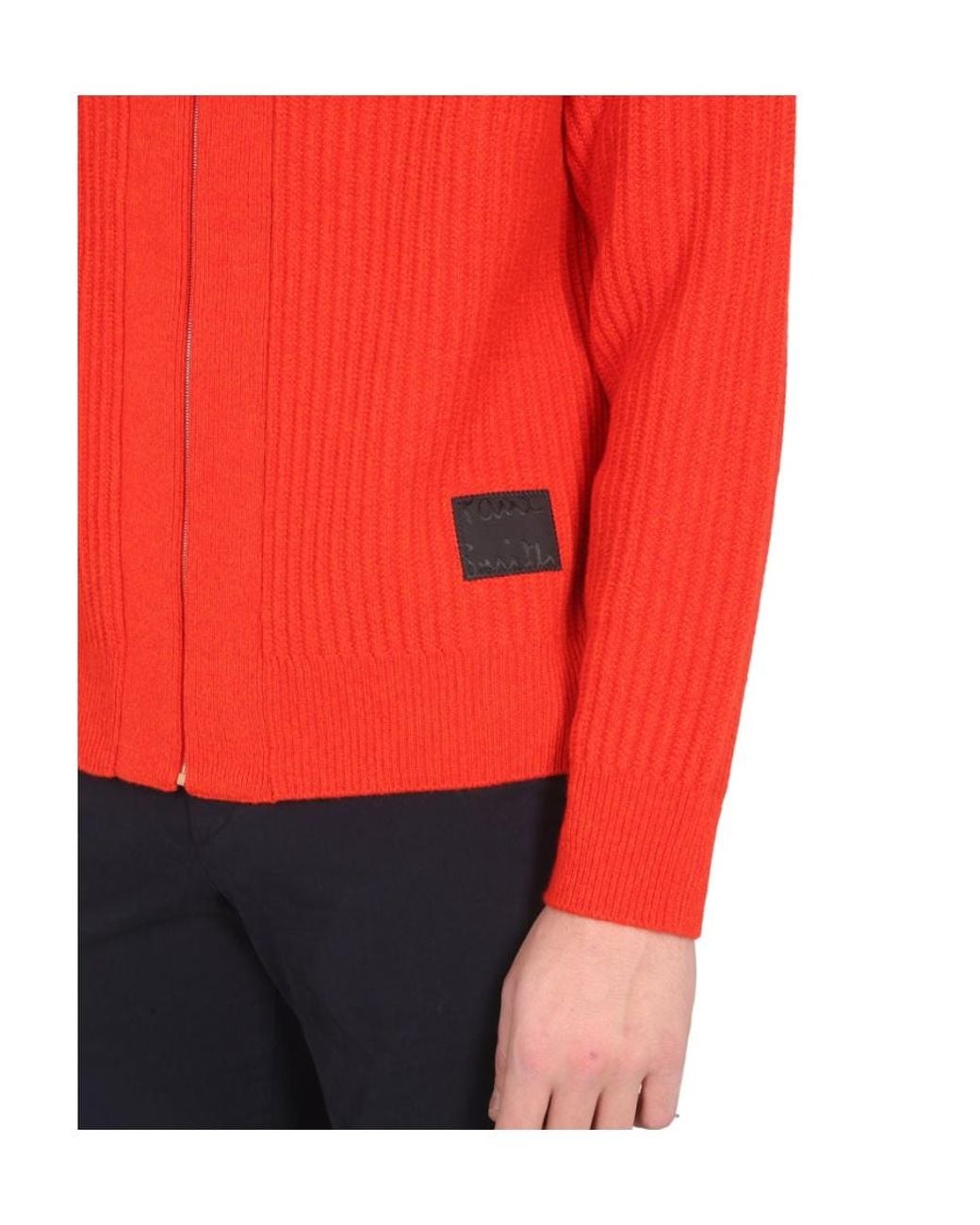 Paul Smith Red Zip-Up Knitted Cardigan for men