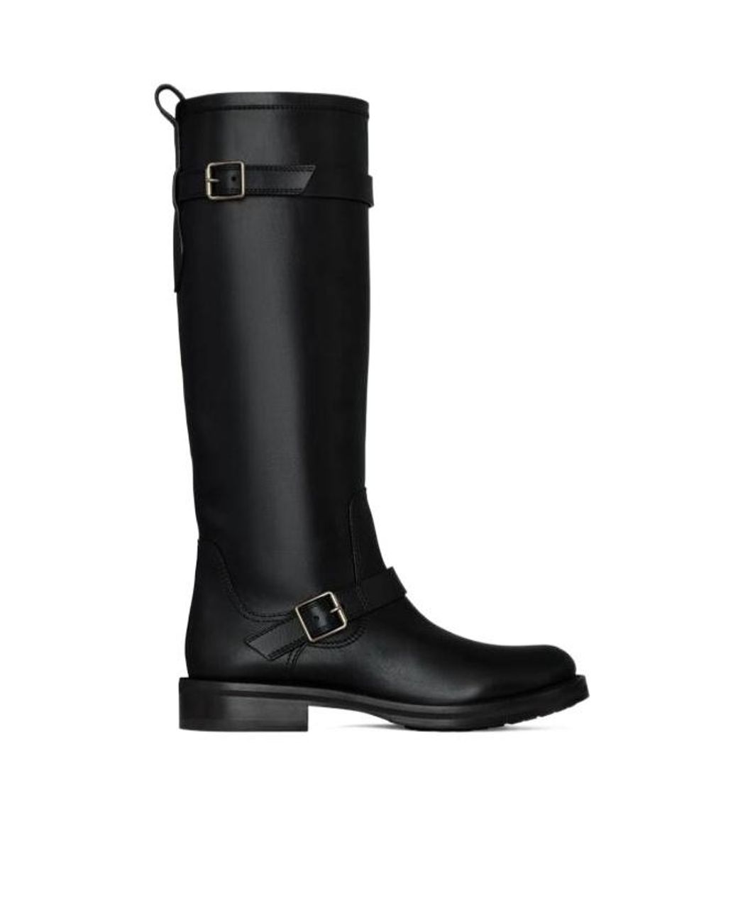 Saint Laurent Black River Round Toe Buckled Boots