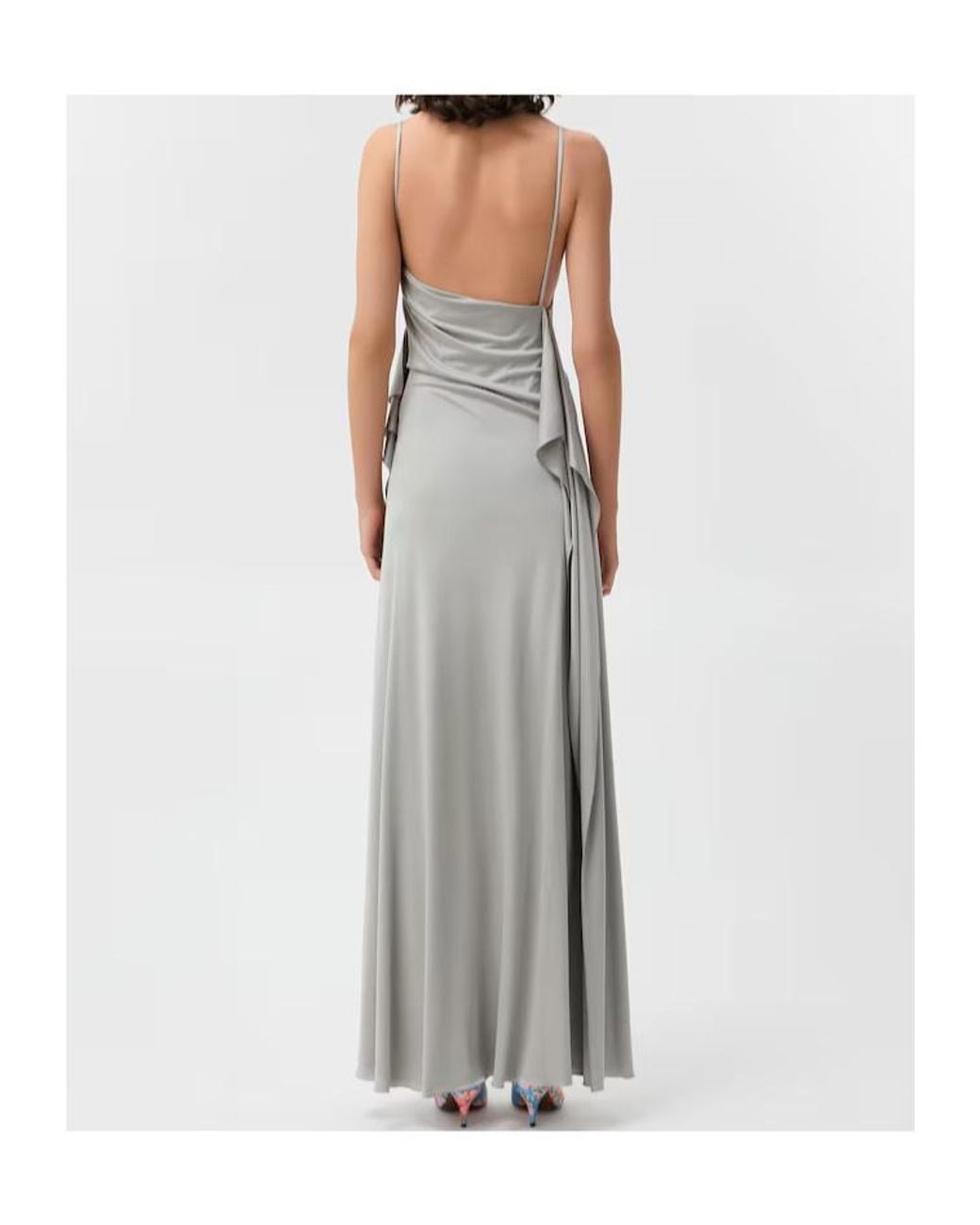 Versace White Draped Jersey Maxi Dress