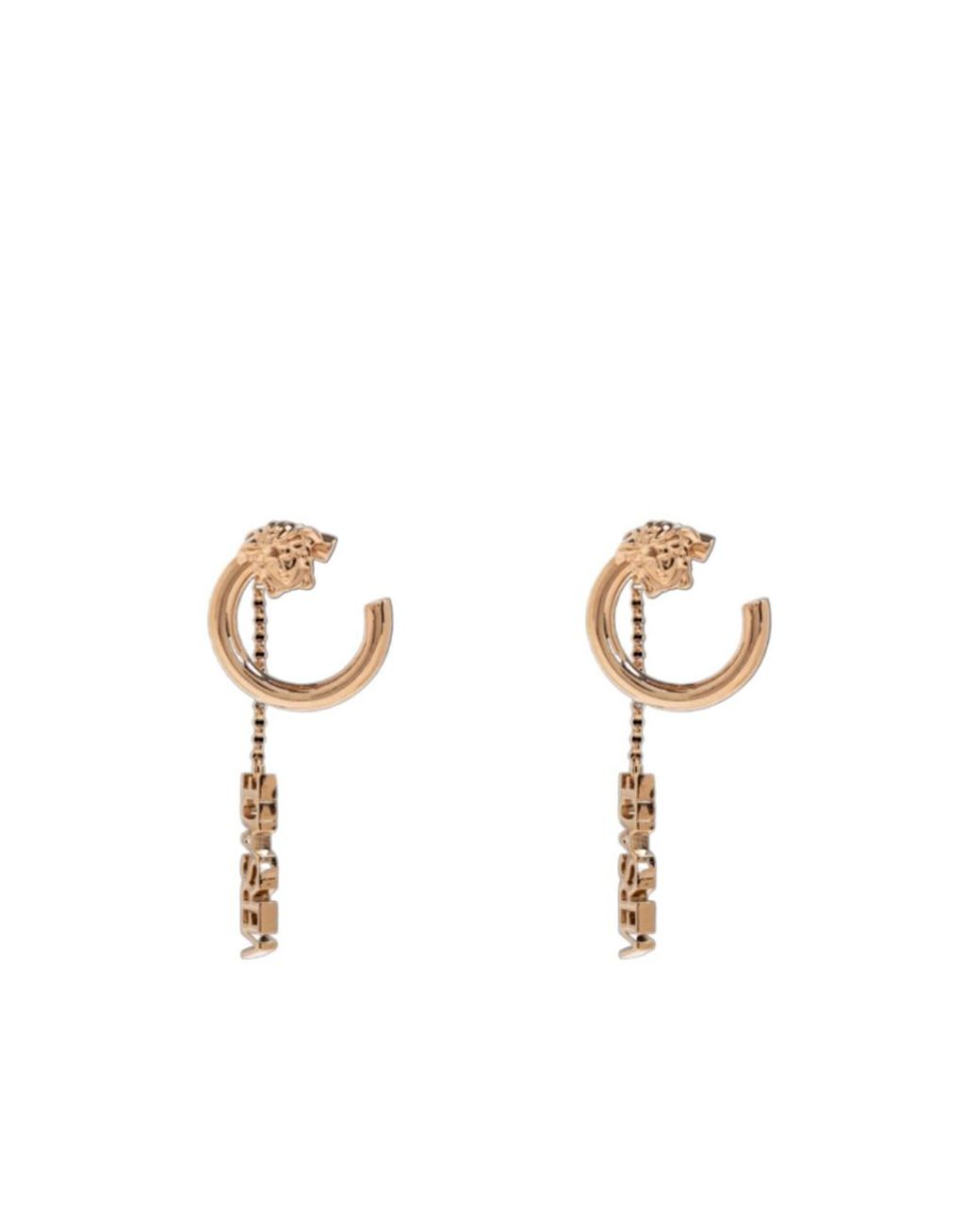 Versace White Long Logo Earrings