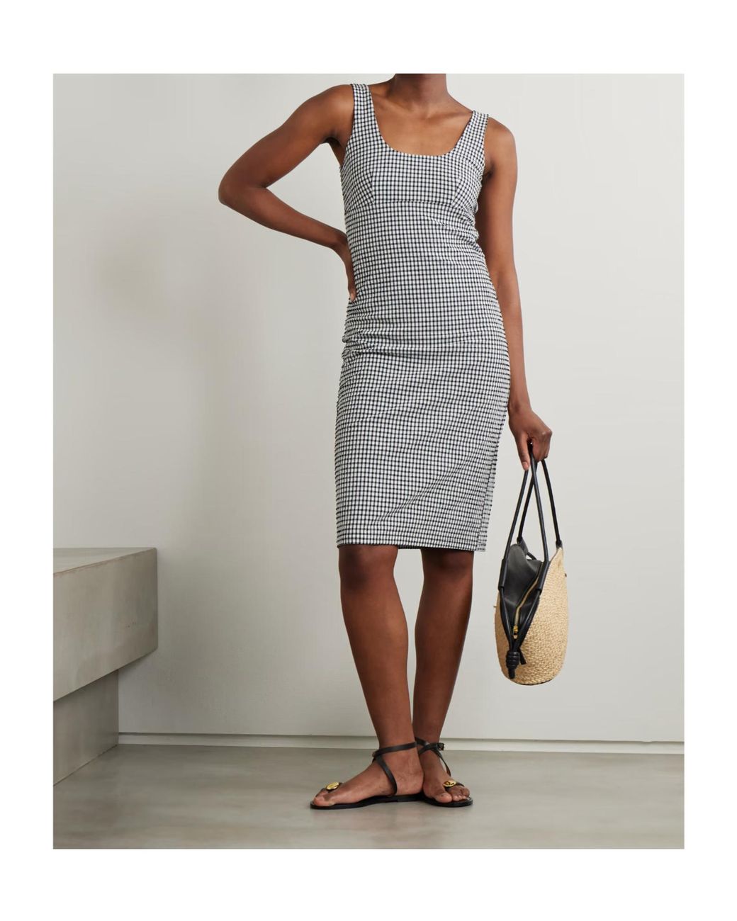 Rohe Gray Gingham Seersucker Mini Dress