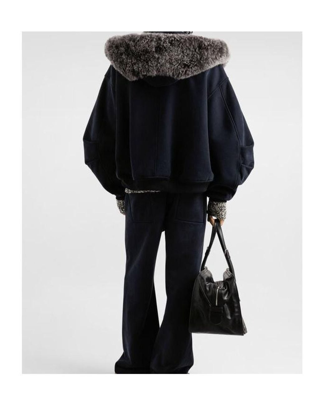Dolce & Gabbana Blue Fur Trim Hoodie for men