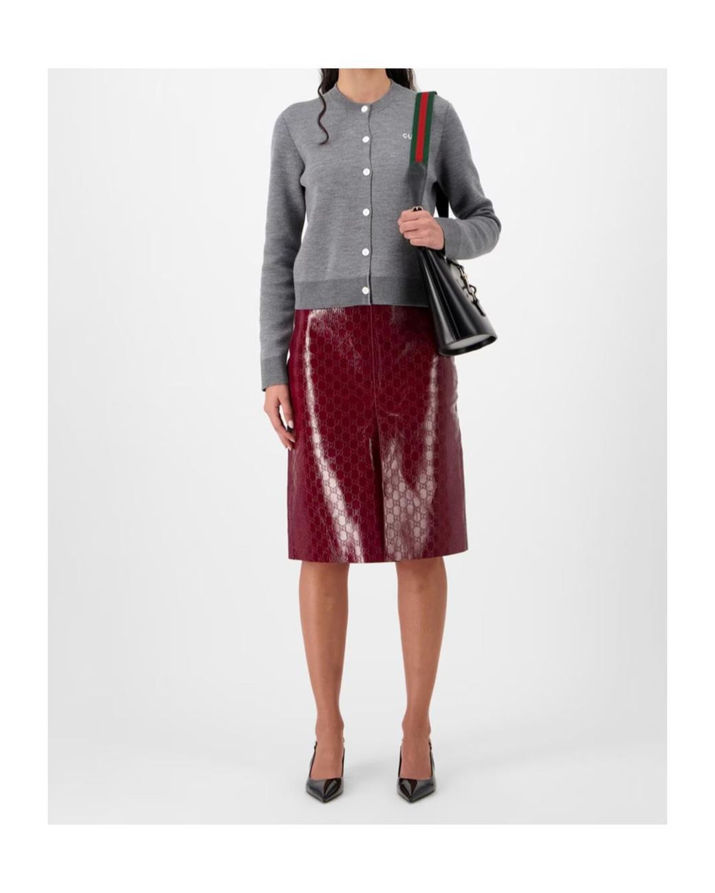 Gucci Purple Gg Embossed Mid-Length Skirt