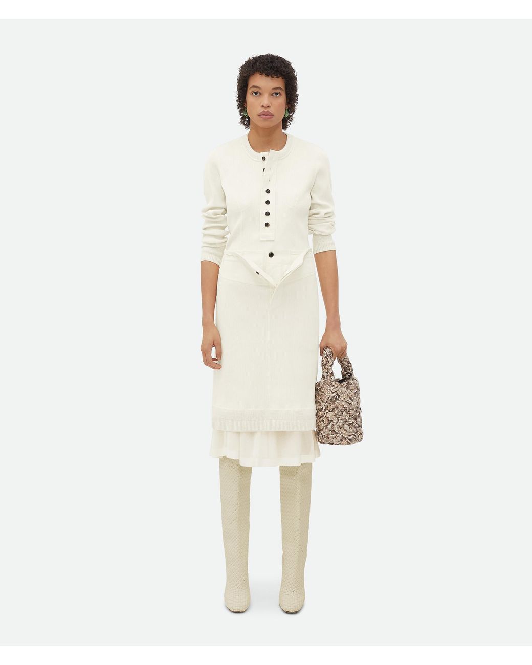 Bottega Veneta White Compact Ribbed-Knit Top