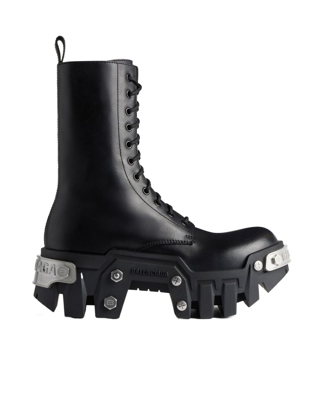Balenciaga Black Bulldozer Platform Lace-Up Boots