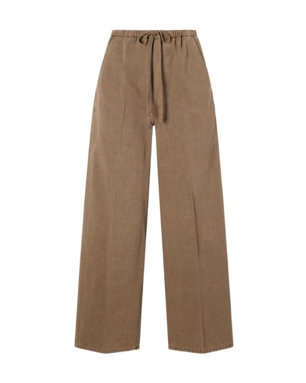 Citizens of Humanity Brown Aurora Cotton And Linen-Blend Wide-Leg Pants