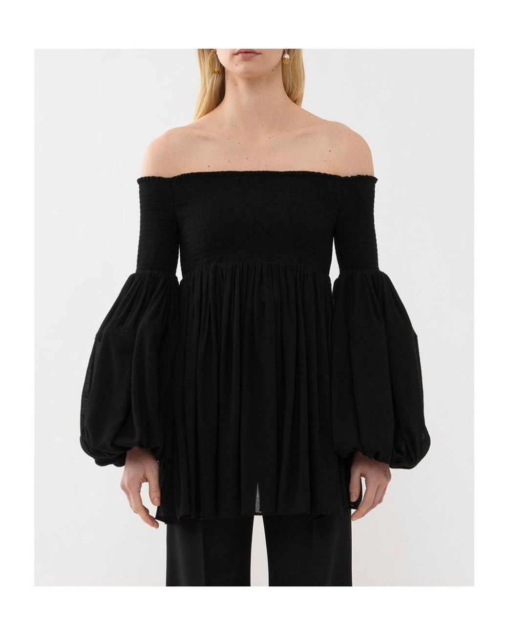 Chloé Black One-Collar Wool Blouse