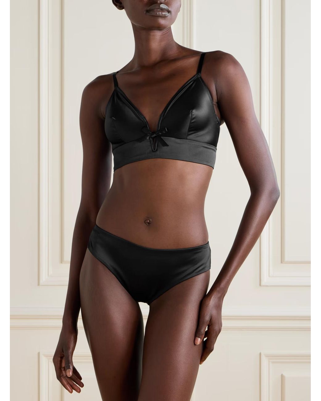 Eres Black Patti Bow-Detail Thong