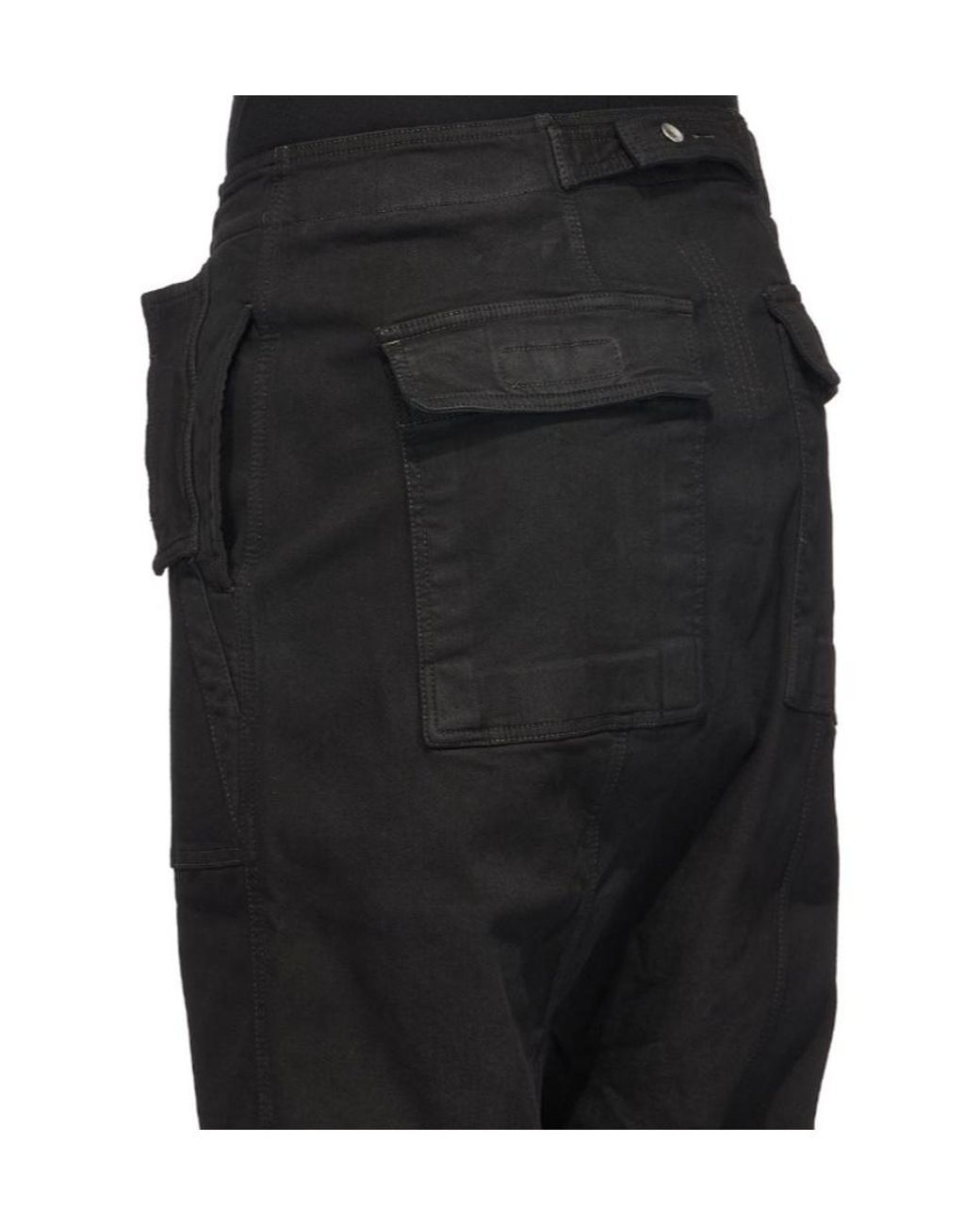 Rick Owens Black Old Made Diagonal Zipper Coated Denim Shorts for men