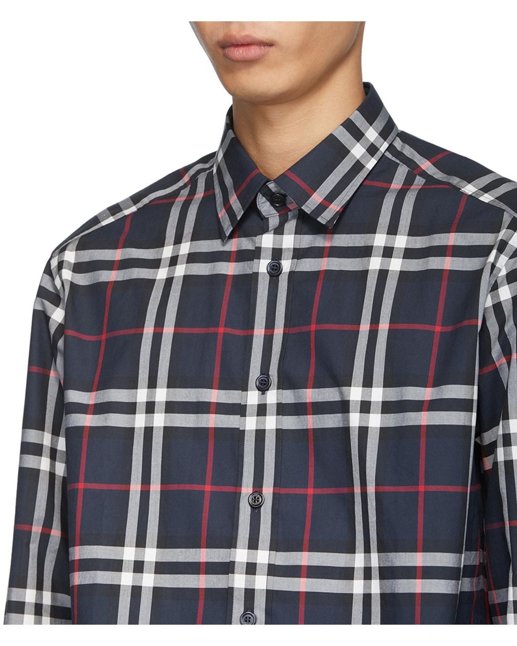 Burberry Blue Vintage Check Cotton Poplin Shirt for men