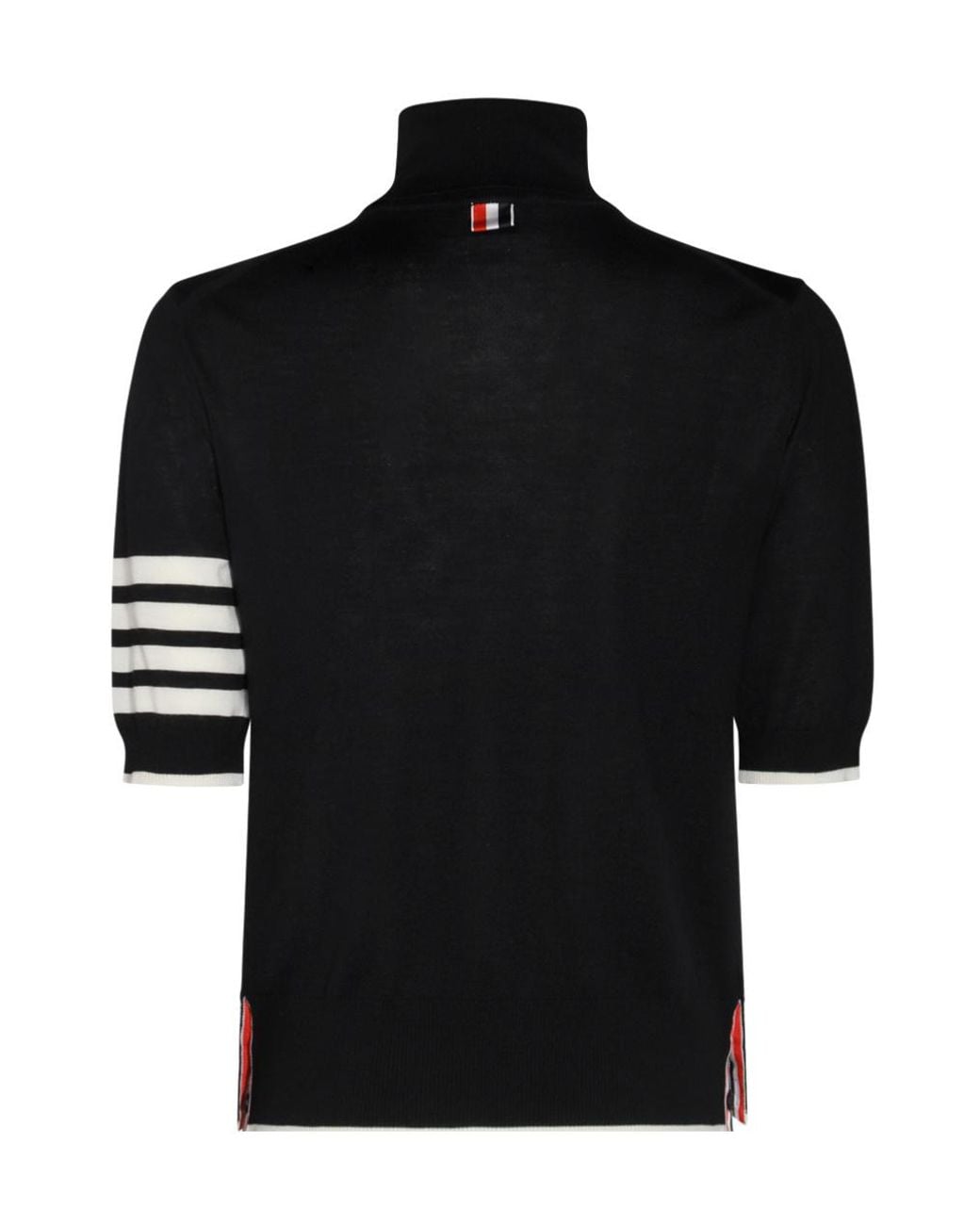 Thom Browne Black Stripe-Detailed Short-Sleeved Knitted Jumper