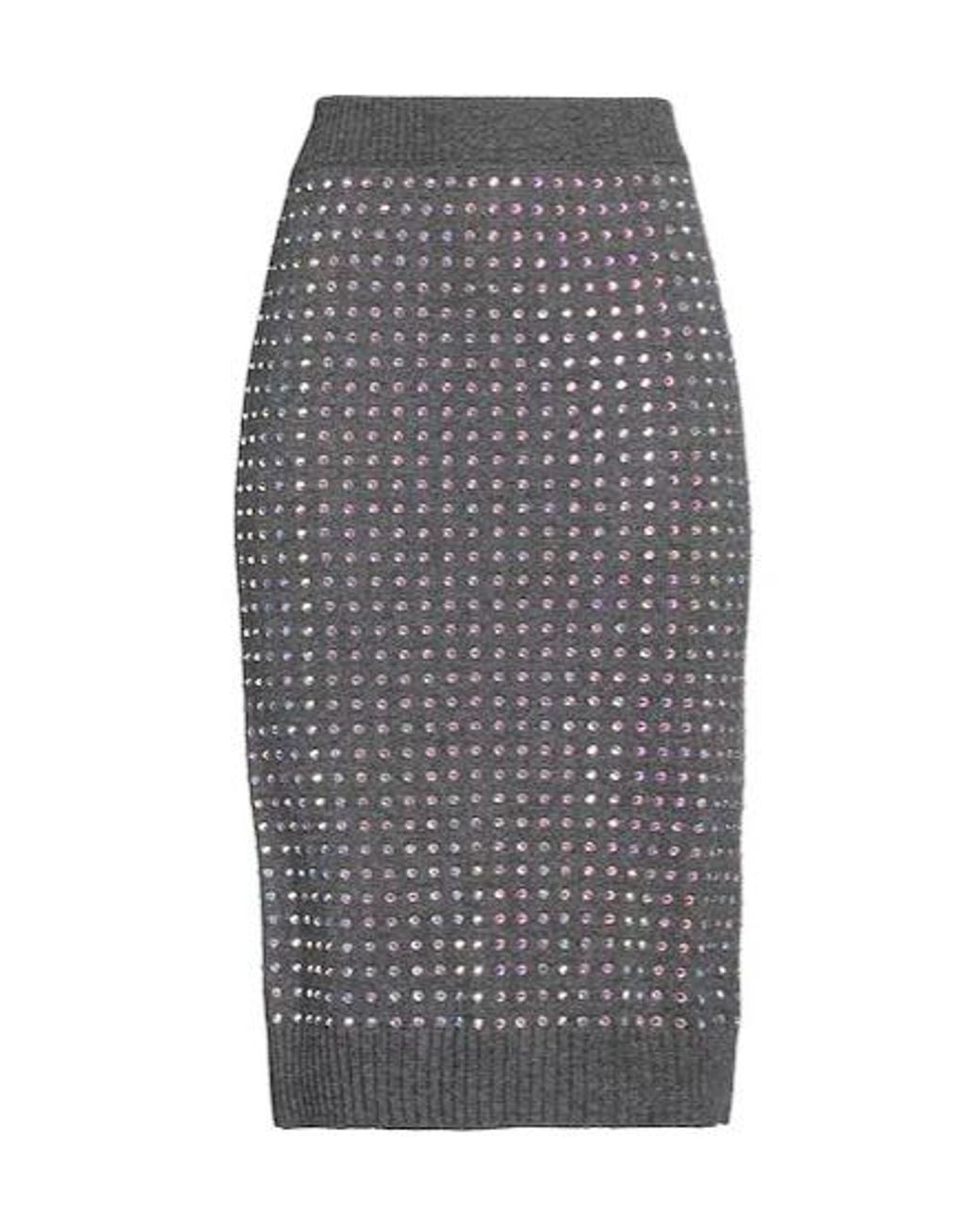 Sportmax Gray Fitted Knit Midi Skirt